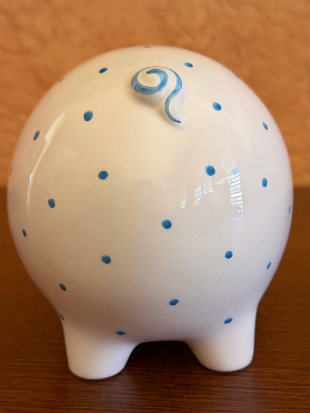 Tiffany & CO Authentic Ceramic Piggy Bank with light blue dots Great condition! - Picture 5 of 11
